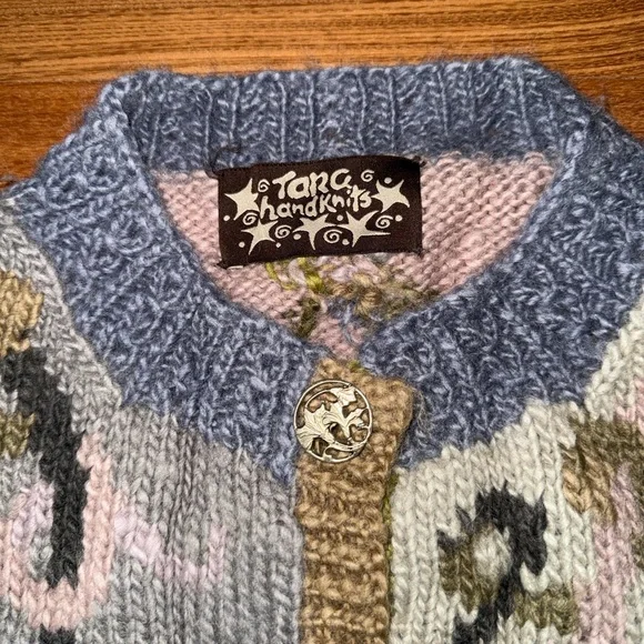 Tara Handknits Floral Cardigan Sweater | Hand Knit | Multicolor - Picture 3 of 14